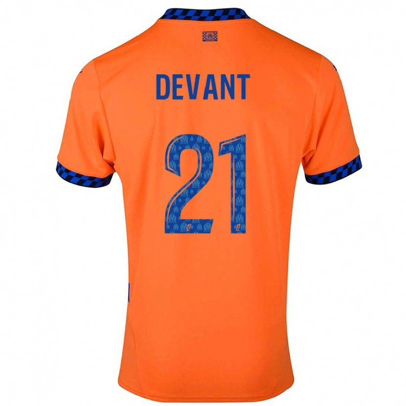 Danxen Mænd Caroline Devant #21 Orange Mørkeblå Tredje Sæt Spillertrøjer 2024/25 Trøje T-Shirt