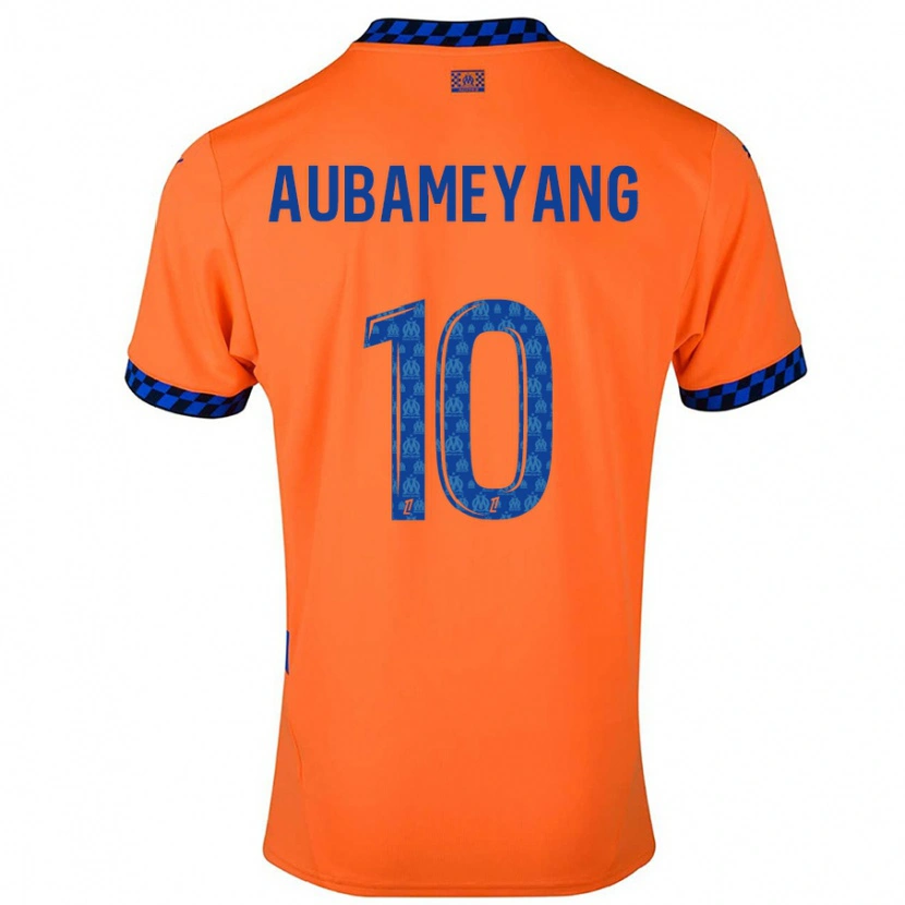Danxen Mænd Pierre-Emerick Aubameyang #10 Orange Mørkeblå Tredje Sæt Spillertrøjer 2024/25 Trøje T-Shirt