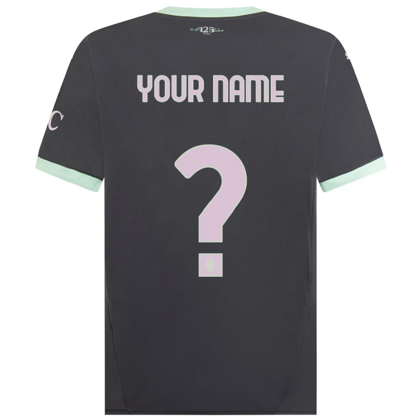 Danxen Mænd Dit Navn #0 Grå Tredje Sæt Spillertrøjer 2024/25 Trøje T-Shirt