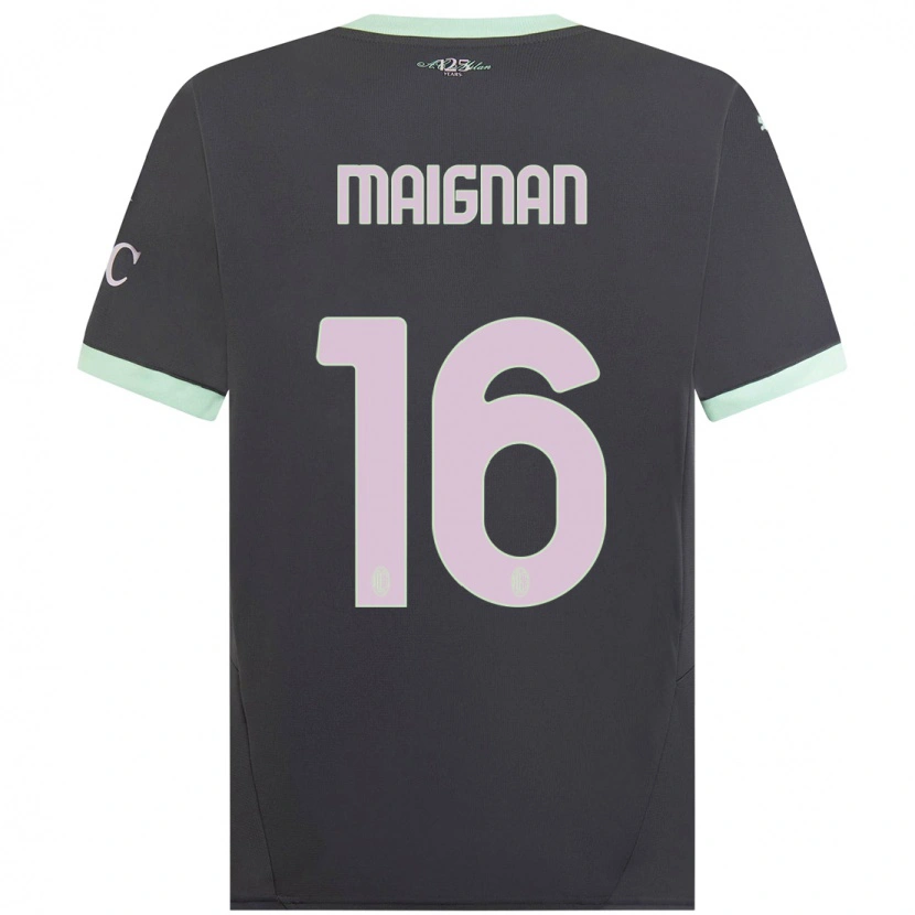 Danxen Mænd Mike Maignan #16 Grå Tredje Sæt Spillertrøjer 2024/25 Trøje T-Shirt