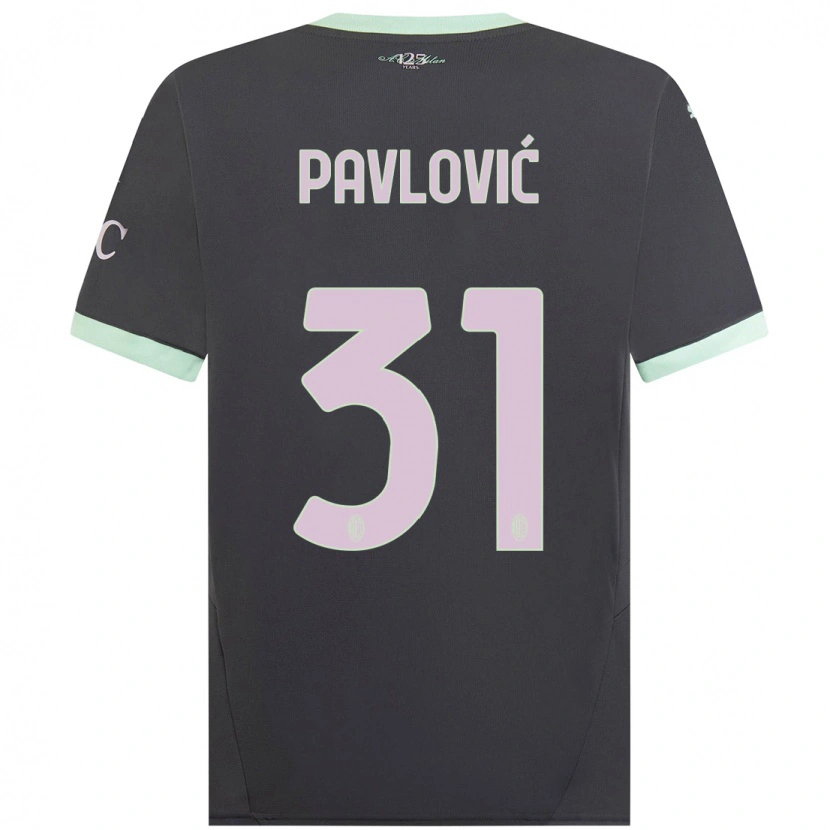 Danxen Mænd Strahinja Pavlović #31 Grå Tredje Sæt Spillertrøjer 2024/25 Trøje T-Shirt
