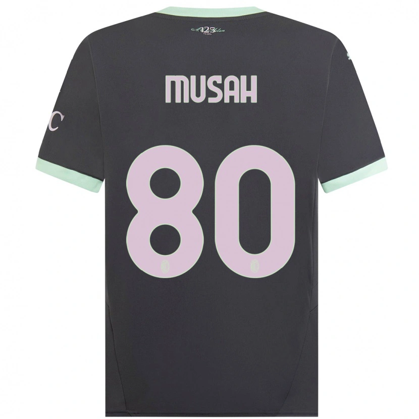 Danxen Mænd Yunus Musah #80 Grå Tredje Sæt Spillertrøjer 2024/25 Trøje T-Shirt