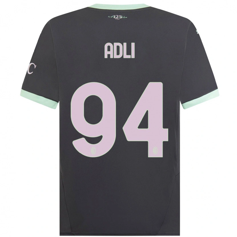 Danxen Mænd Yacine Adli #94 Grå Tredje Sæt Spillertrøjer 2024/25 Trøje T-Shirt