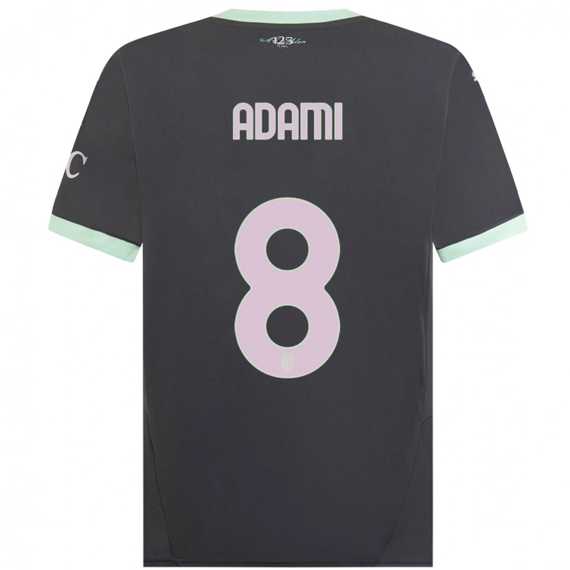 Danxen Mænd Greta Adami #8 Grå Tredje Sæt Spillertrøjer 2024/25 Trøje T-Shirt