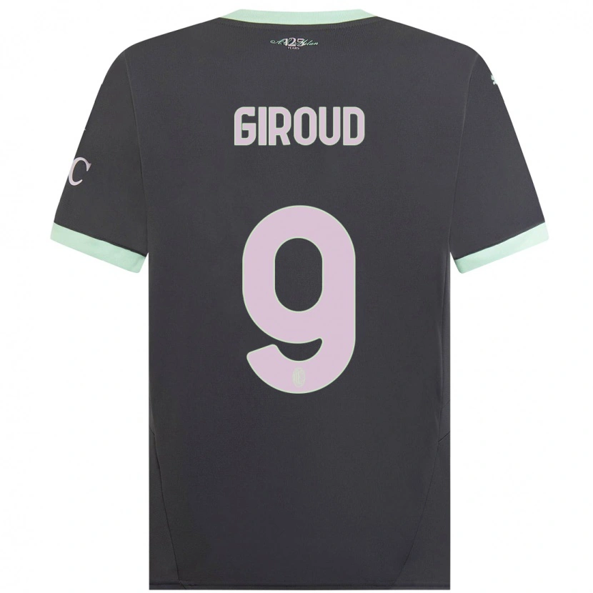 Danxen Mænd Olivier Giroud #9 Grå Tredje Sæt Spillertrøjer 2024/25 Trøje T-Shirt