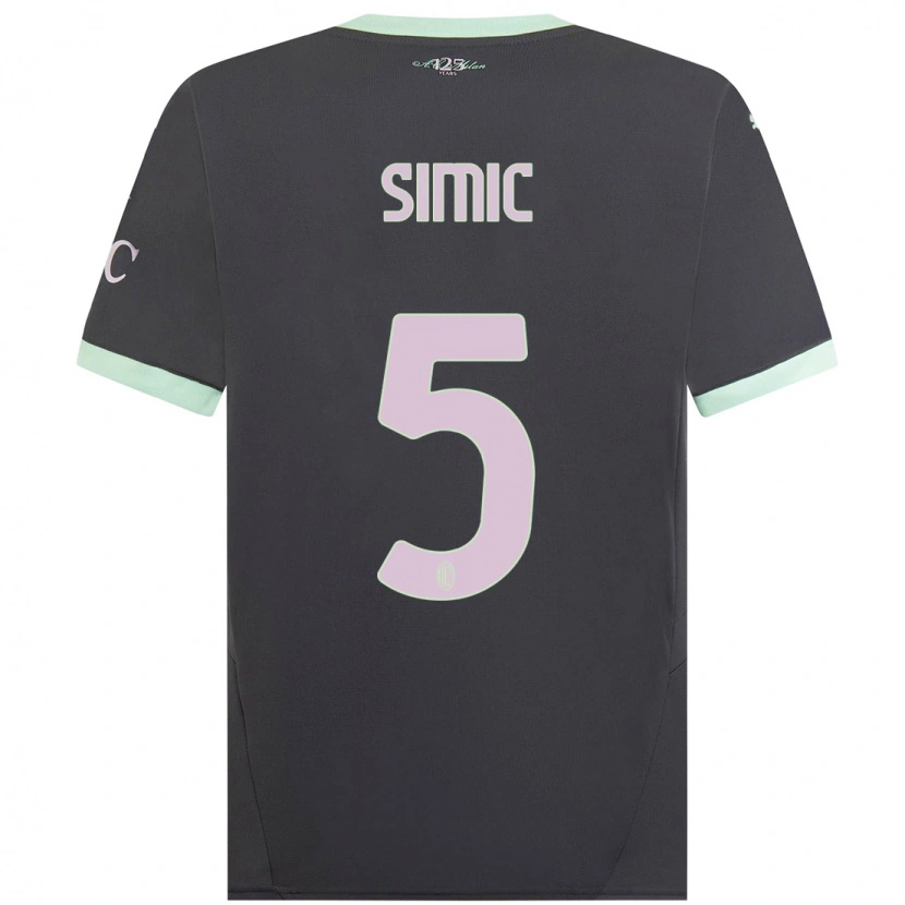 Danxen Mænd Jan-Carlo Simic #5 Grå Tredje Sæt Spillertrøjer 2024/25 Trøje T-Shirt