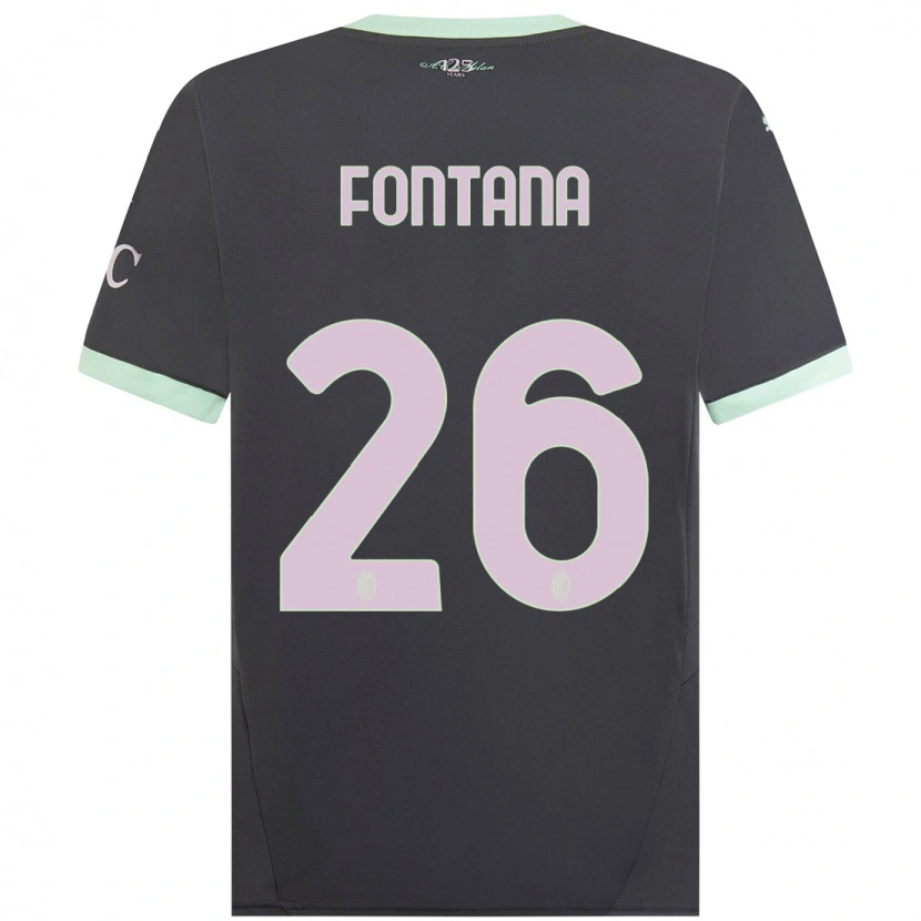 Danxen Mænd Francesco Fontana #26 Grå Tredje Sæt Spillertrøjer 2024/25 Trøje T-Shirt
