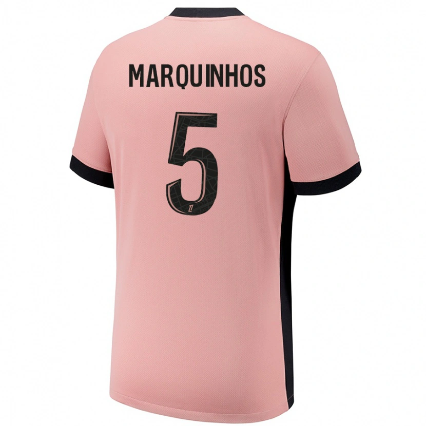 Danxen Mænd Marquinhos #5 Rust Lyserød Tredje Sæt Spillertrøjer 2024/25 Trøje T-Shirt