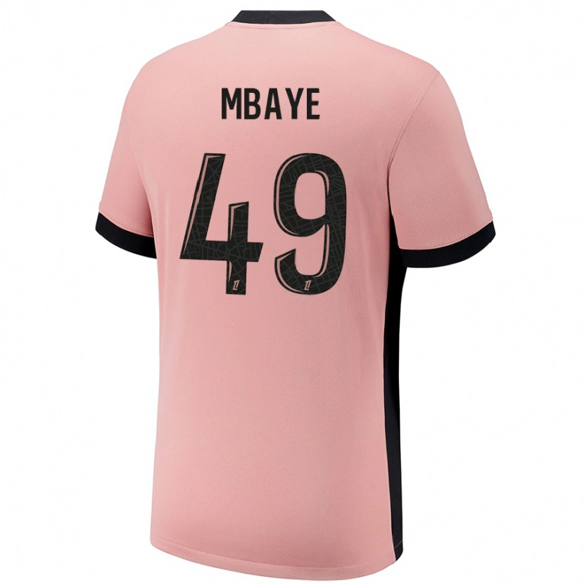Danxen Mænd Ibrahim Mbaye #49 Rust Lyserød Tredje Sæt Spillertrøjer 2024/25 Trøje T-Shirt