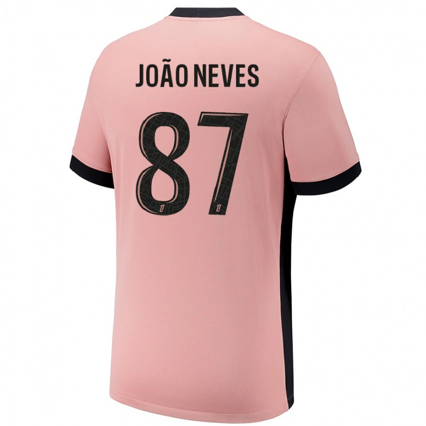 Danxen Mænd João Neves #87 Rust Lyserød Tredje Sæt Spillertrøjer 2024/25 Trøje T-Shirt