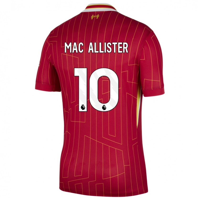 Danxen Kvinder Alexis Mac Allister #10 Rød Gul Hvid Hjemmebane Spillertrøjer 2024/25 Trøje T-Shirt