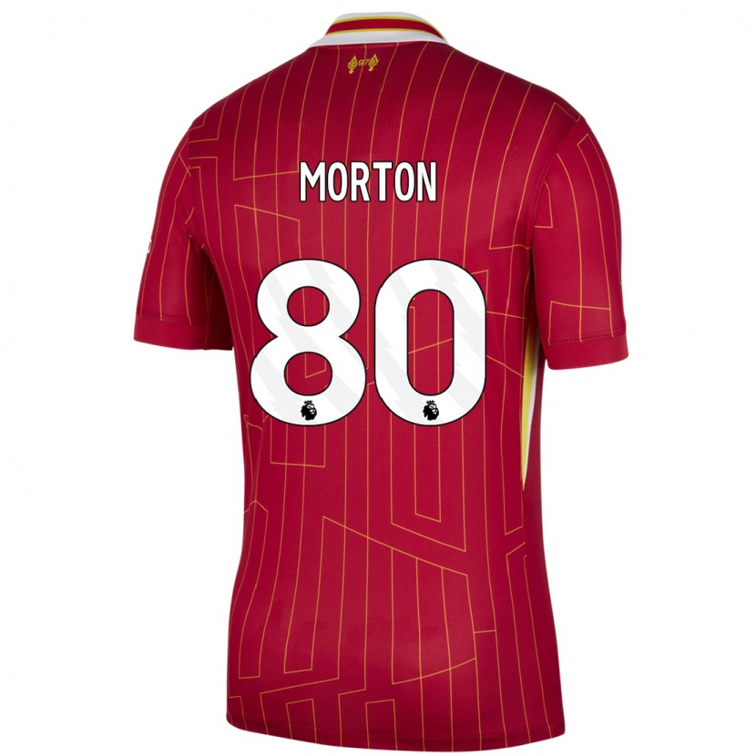 Danxen Kvinder Tyler Morton #80 Rød Gul Hvid Hjemmebane Spillertrøjer 2024/25 Trøje T-Shirt