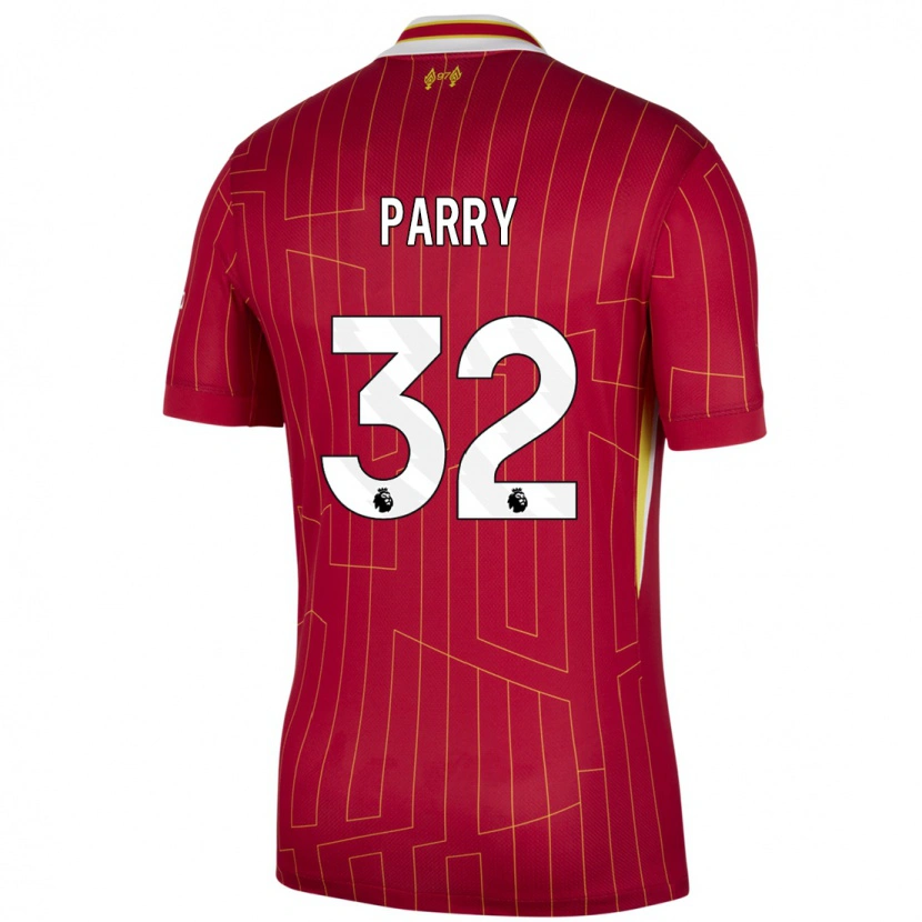 Danxen Kvinder Lucy Parry #32 Rød Gul Hvid Hjemmebane Spillertrøjer 2024/25 Trøje T-Shirt