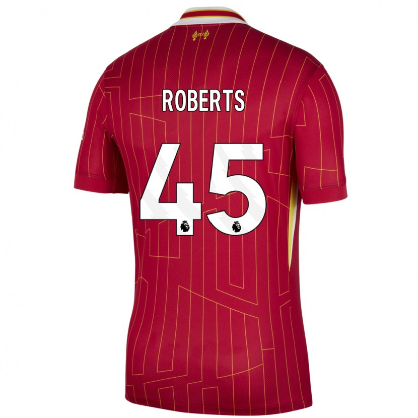Danxen Kvinder Iwan Roberts #45 Rød Gul Hvid Hjemmebane Spillertrøjer 2024/25 Trøje T-Shirt