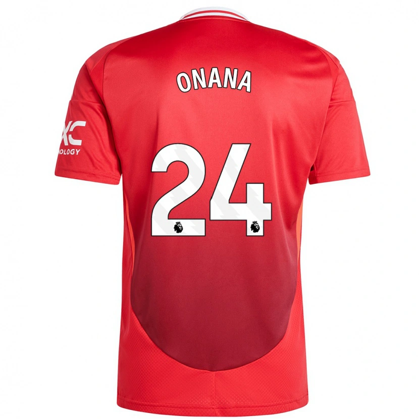 Danxen Kvinder André Onana #24 Lyse Rødt Hjemmebane Spillertrøjer 2024/25 Trøje T-Shirt