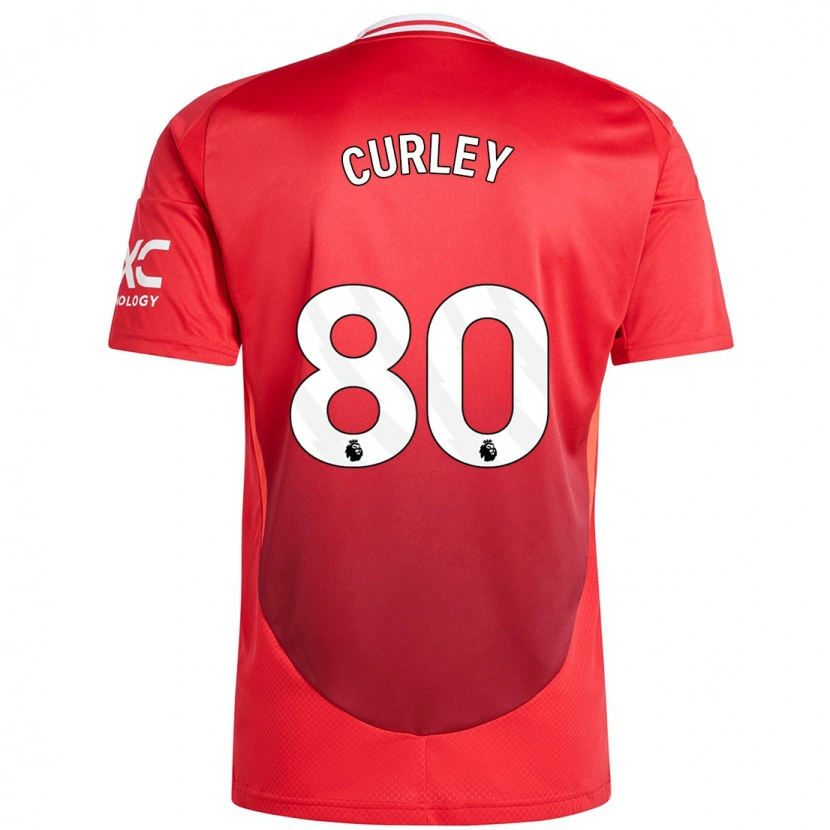 Danxen Kvinder Ruben Curley #80 Lyse Rødt Hjemmebane Spillertrøjer 2024/25 Trøje T-Shirt