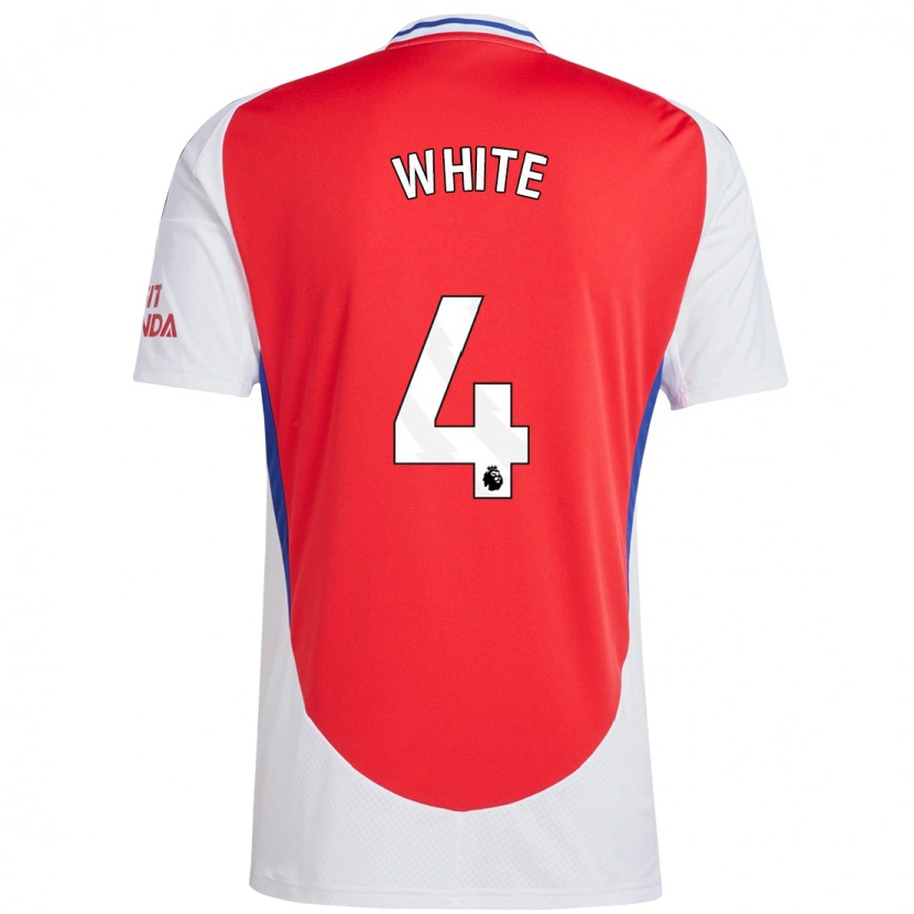Danxen Kvinder Ben White #4 Rød Hvid Hjemmebane Spillertrøjer 2024/25 Trøje T-Shirt