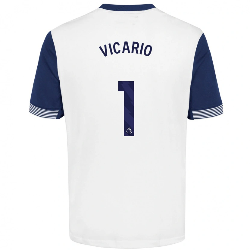 Danxen Kvinder Guglielmo Vicario #1 Hvid Blå Hjemmebane Spillertrøjer 2024/25 Trøje T-Shirt