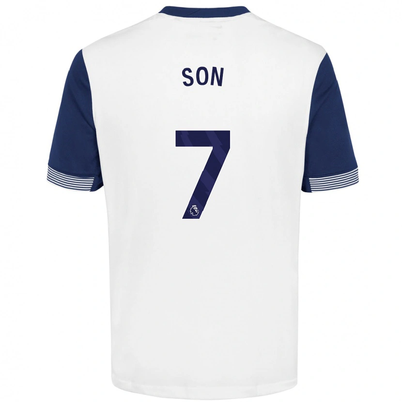 Danxen Kvinder Heung-Min Son #7 Hvid Blå Hjemmebane Spillertrøjer 2024/25 Trøje T-Shirt
