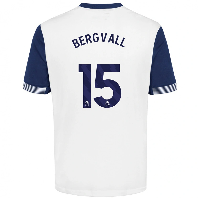 Danxen Kvinder Lucas Bergvall #15 Hvid Blå Hjemmebane Spillertrøjer 2024/25 Trøje T-Shirt