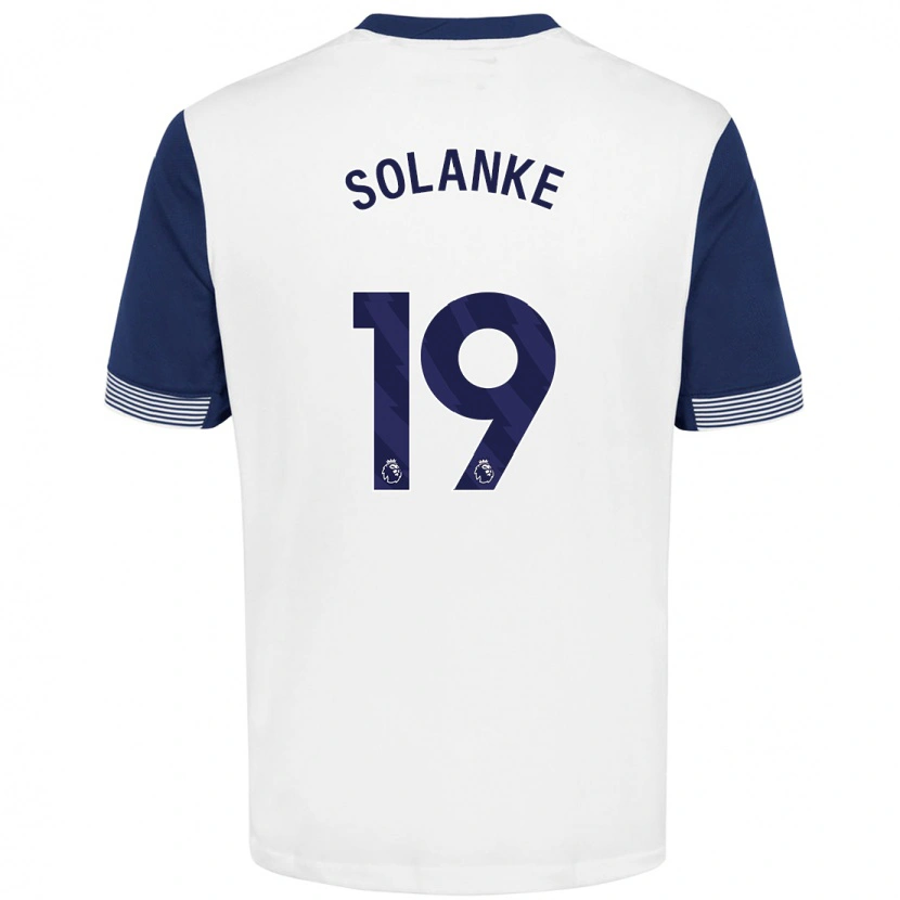 Danxen Kvinder Dominic Solanke #19 Hvid Blå Hjemmebane Spillertrøjer 2024/25 Trøje T-Shirt