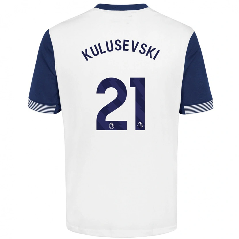 Danxen Kvinder Dejan Kulusevski #21 Hvid Blå Hjemmebane Spillertrøjer 2024/25 Trøje T-Shirt