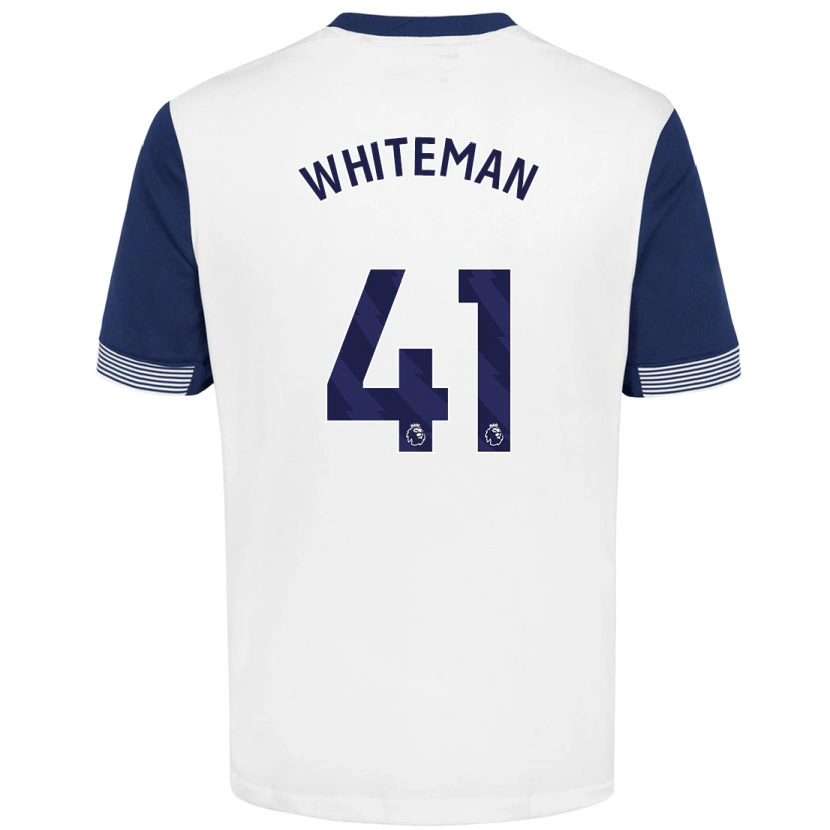 Danxen Kvinder Alfie Whiteman #41 Hvid Blå Hjemmebane Spillertrøjer 2024/25 Trøje T-Shirt