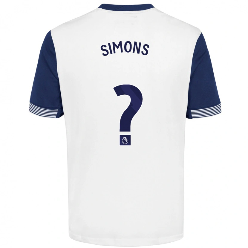 Danxen Kvinder Zach Simons #0 Hvid Blå Hjemmebane Spillertrøjer 2024/25 Trøje T-Shirt