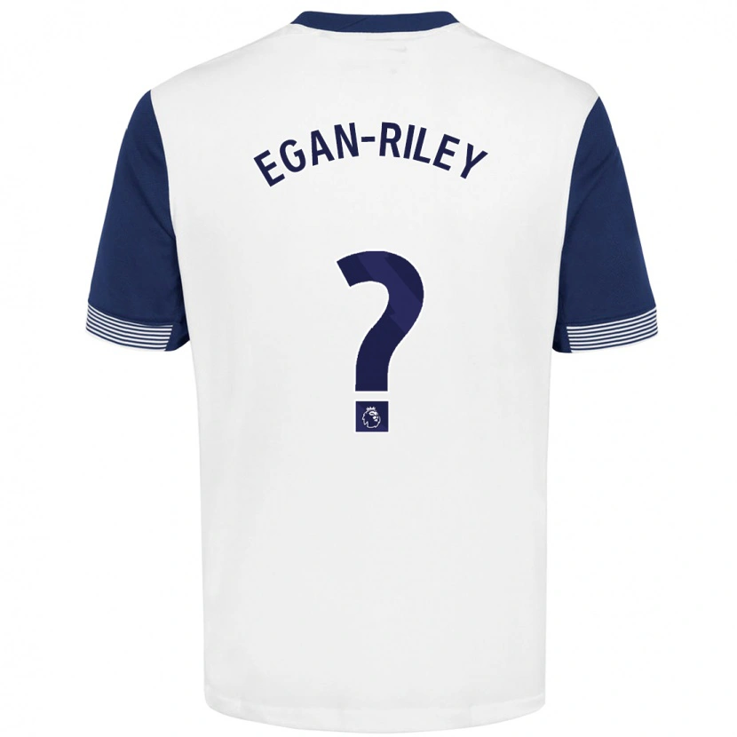 Danxen Kvinder Roman Egan-Riley #0 Hvid Blå Hjemmebane Spillertrøjer 2024/25 Trøje T-Shirt