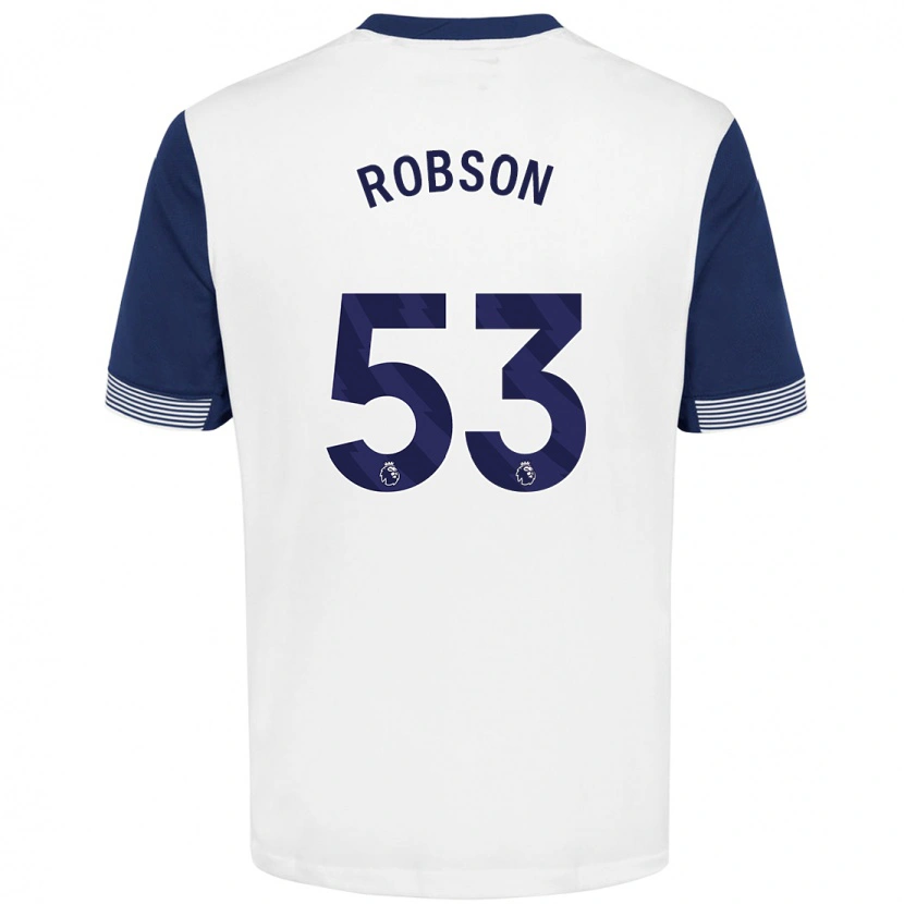 Danxen Kvinder Max Robson #53 Hvid Blå Hjemmebane Spillertrøjer 2024/25 Trøje T-Shirt