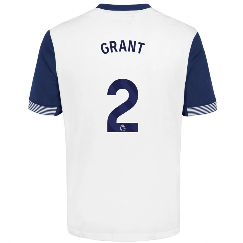 Danxen Kvinder Charlotte Grant #2 Hvid Blå Hjemmebane Spillertrøjer 2024/25 Trøje T-Shirt