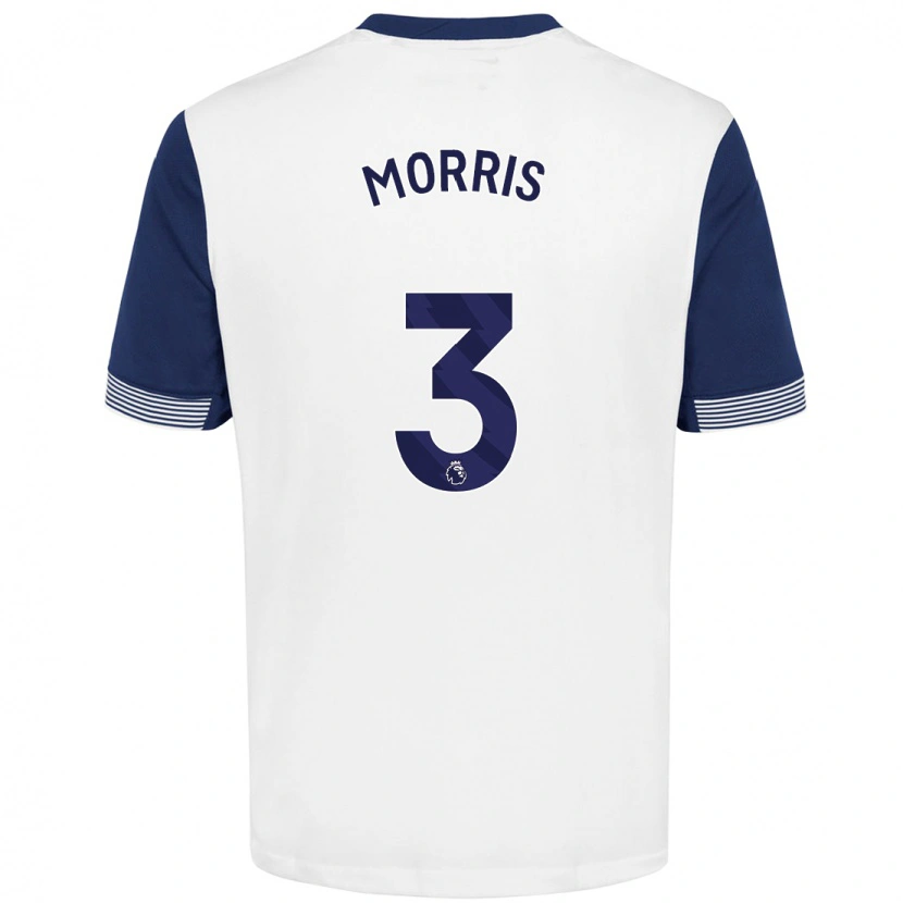 Danxen Kvinder Ella Morris #3 Hvid Blå Hjemmebane Spillertrøjer 2024/25 Trøje T-Shirt