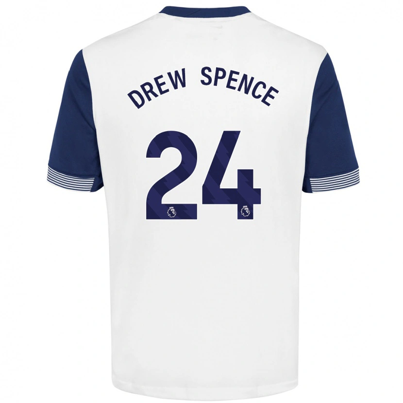 Danxen Kvinder Drew Spence #24 Hvid Blå Hjemmebane Spillertrøjer 2024/25 Trøje T-Shirt