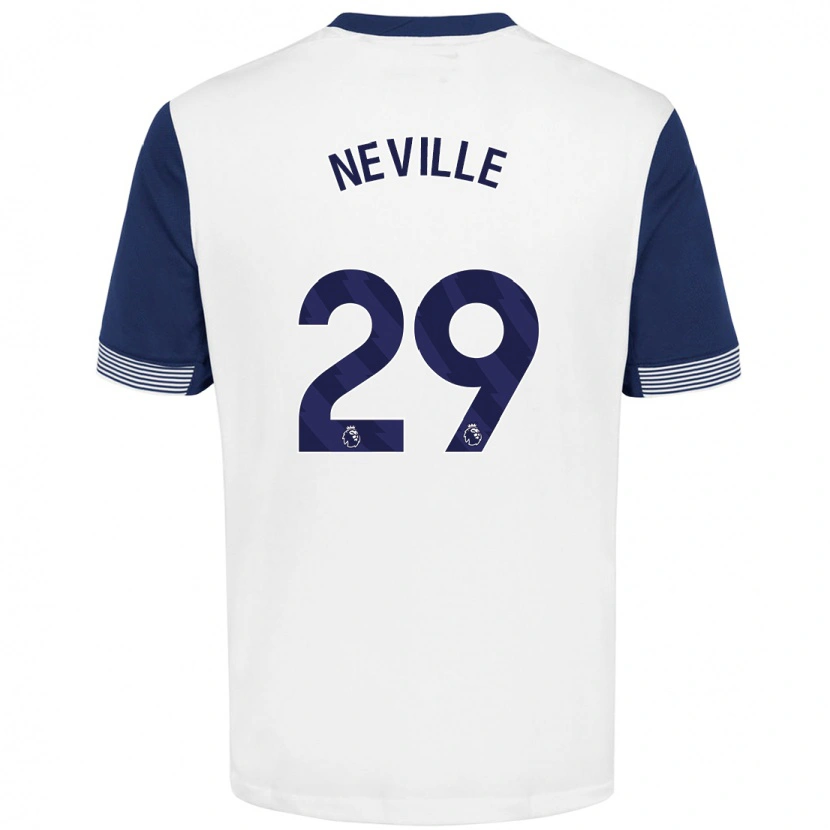 Danxen Kvinder Ashleigh Neville #29 Hvid Blå Hjemmebane Spillertrøjer 2024/25 Trøje T-Shirt