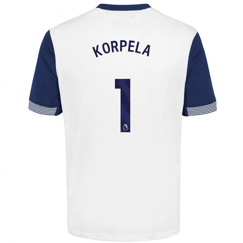 Danxen Kvinder Tinja-Riikka Korpela #1 Hvid Blå Hjemmebane Spillertrøjer 2024/25 Trøje T-Shirt