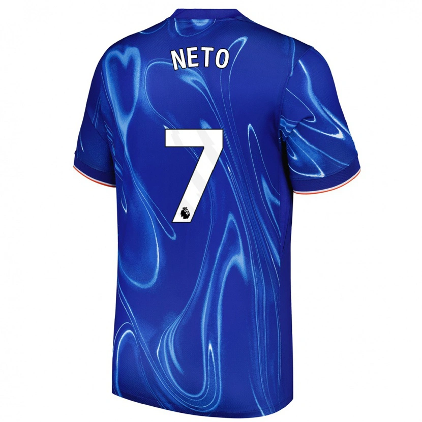 Danxen Kvinder Pedro Neto #7 Blå Hvid Hjemmebane Spillertrøjer 2024/25 Trøje T-Shirt