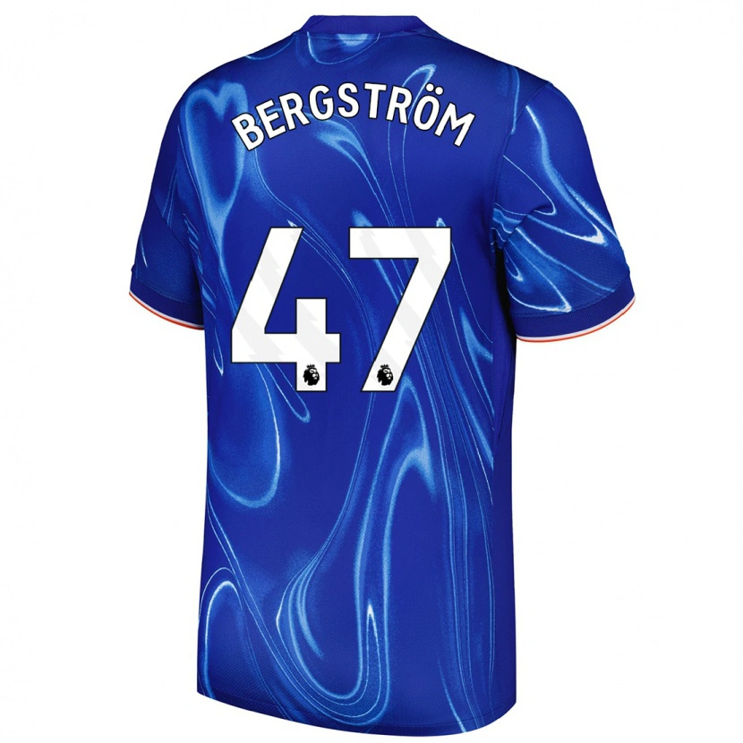 Danxen Kvinder Lucas Bergström #47 Blå Hvid Hjemmebane Spillertrøjer 2024/25 Trøje T-Shirt