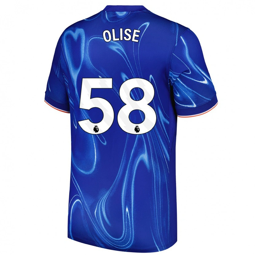 Danxen Kvinder Richard Olise #58 Blå Hvid Hjemmebane Spillertrøjer 2024/25 Trøje T-Shirt