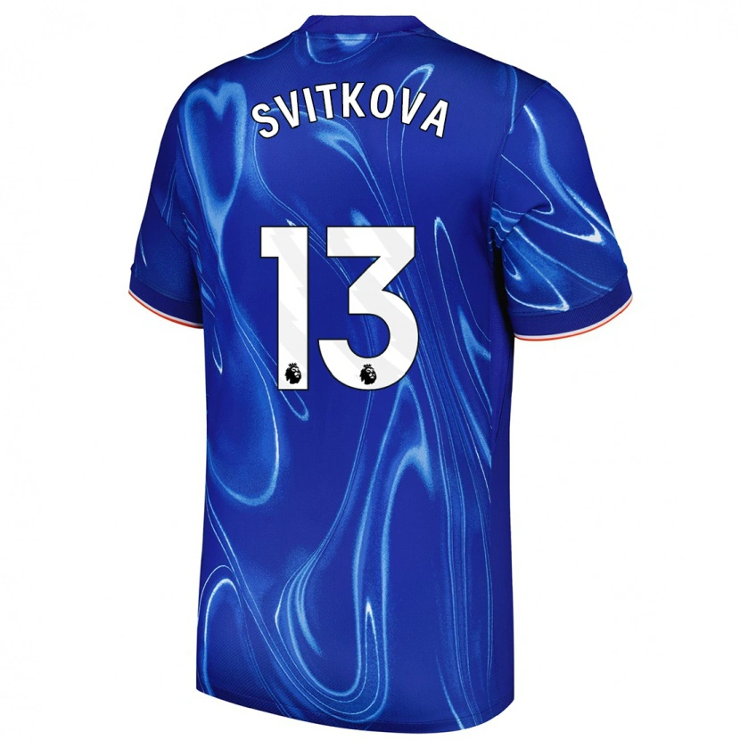 Danxen Kvinder Kateřina Svitková #13 Blå Hvid Hjemmebane Spillertrøjer 2024/25 Trøje T-Shirt