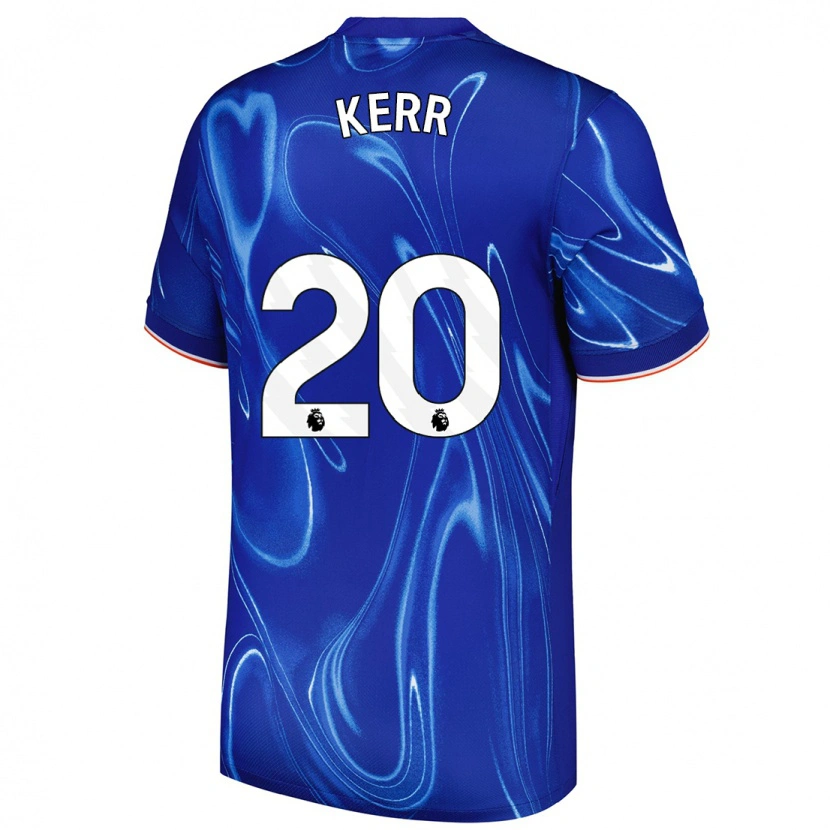 Danxen Kvinder Sam Kerr #20 Blå Hvid Hjemmebane Spillertrøjer 2024/25 Trøje T-Shirt