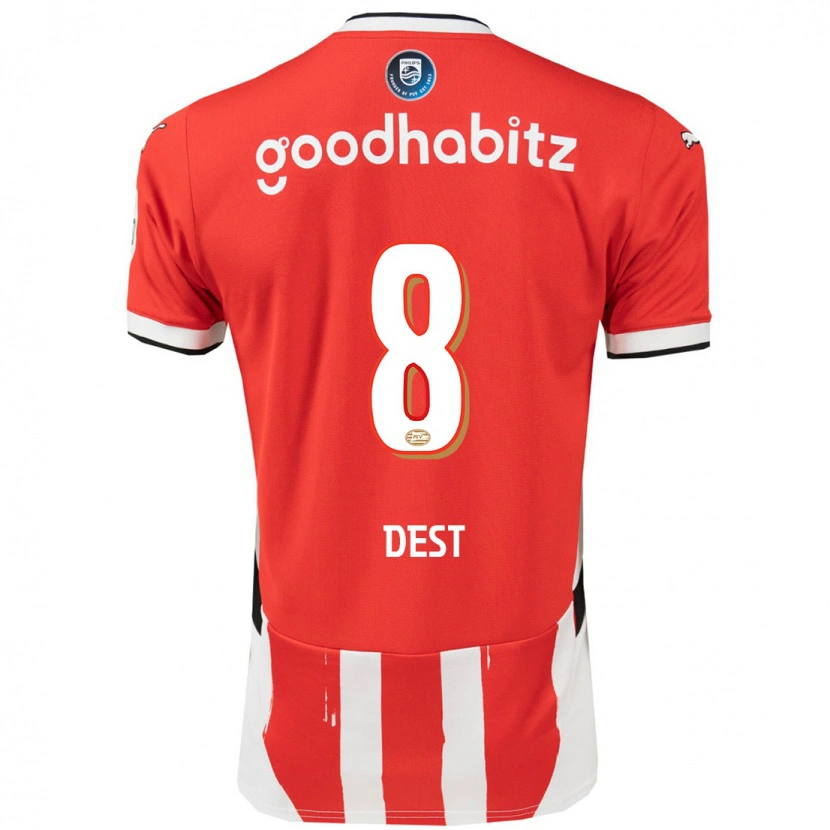 Danxen Kvinder Sergiño Dest #8 Rød Hvid Hjemmebane Spillertrøjer 2024/25 Trøje T-Shirt
