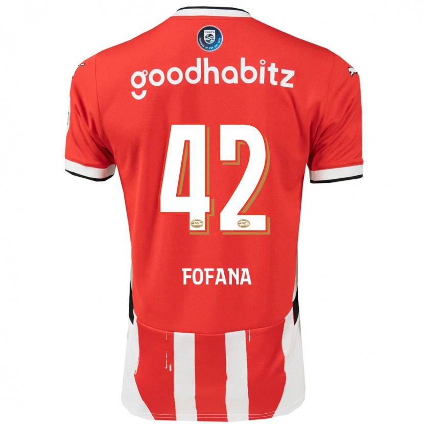 Danxen Kvinder Fodé Fofana #42 Rød Hvid Hjemmebane Spillertrøjer 2024/25 Trøje T-Shirt