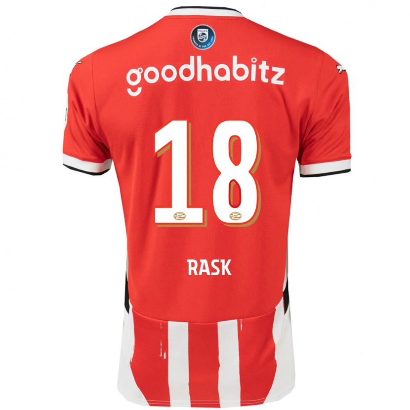 Danxen Kvinder Caroline Rask #18 Rød Hvid Hjemmebane Spillertrøjer 2024/25 Trøje T-Shirt