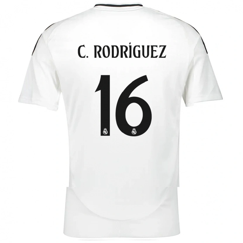 Danxen Kvinder Carlos Rodríguez #16 Hvid Hjemmebane Spillertrøjer 2024/25 Trøje T-Shirt