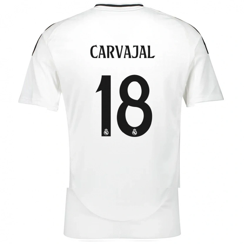 Danxen Kvinder Ángel Carvajal #18 Hvid Hjemmebane Spillertrøjer 2024/25 Trøje T-Shirt