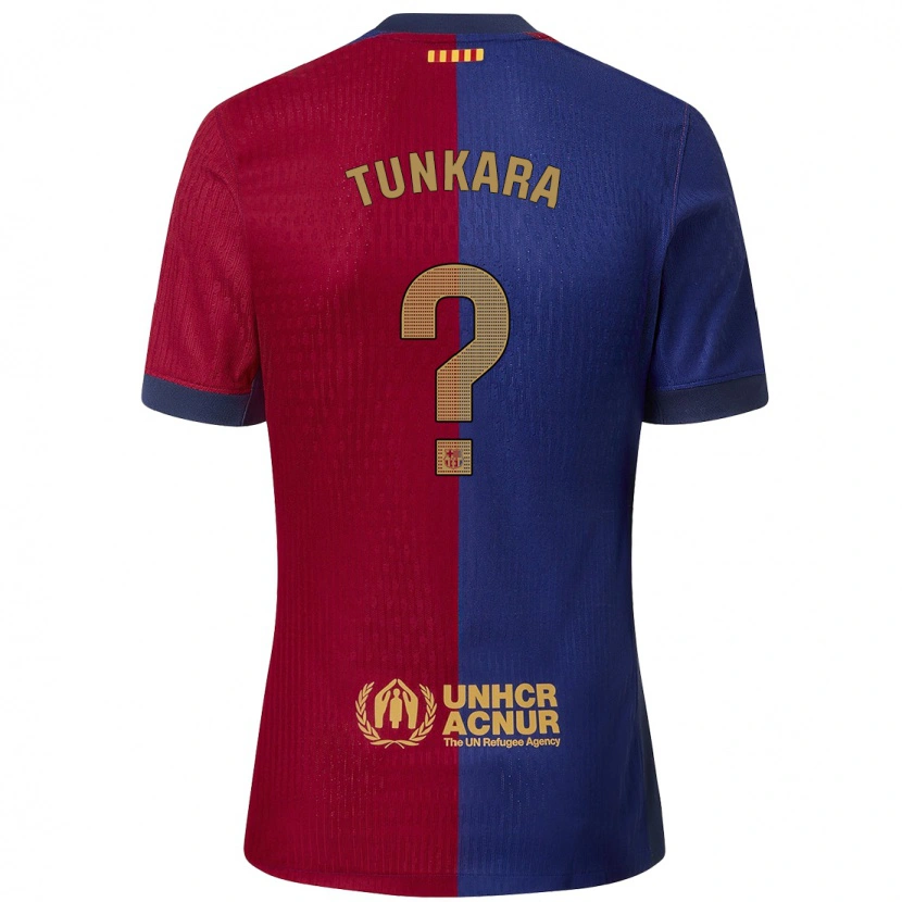 Danxen Kvinder Ebrima Tunkara #0 Blå Rød Hjemmebane Spillertrøjer 2024/25 Trøje T-Shirt