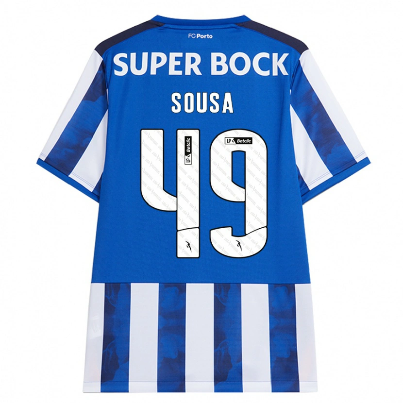 Danxen Kvinder Gonçalo Sousa #49 Blå Hvid Hjemmebane Spillertrøjer 2024/25 Trøje T-Shirt