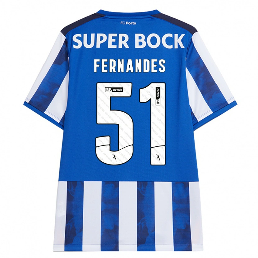 Danxen Kvinder Diogo Fernandes #51 Blå Hvid Hjemmebane Spillertrøjer 2024/25 Trøje T-Shirt
