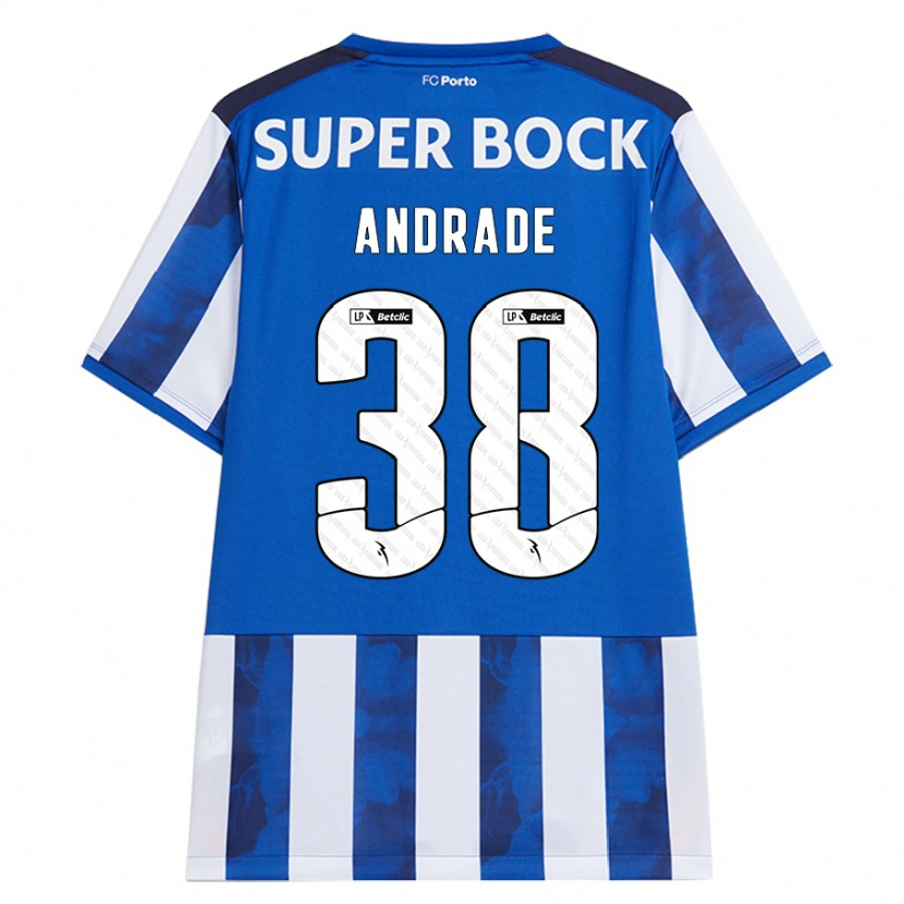Danxen Kvinder Fernando Andrade #38 Blå Hvid Hjemmebane Spillertrøjer 2024/25 Trøje T-Shirt