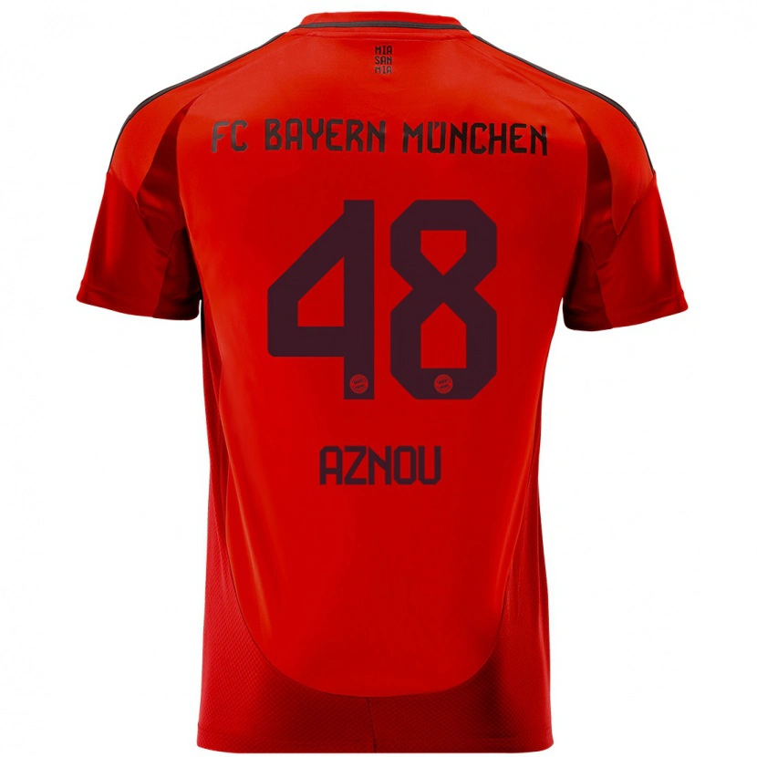 Danxen Kvinder Adam Aznou #48 Rød Hjemmebane Spillertrøjer 2024/25 Trøje T-Shirt
